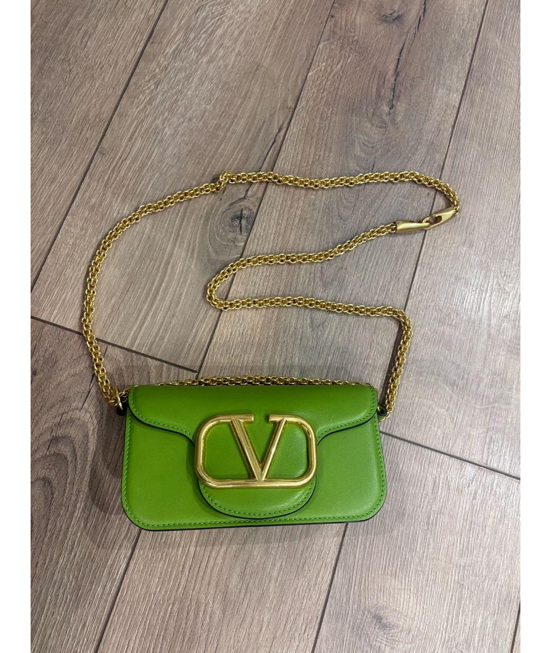 VALENTINO Зеленая кожаная сумка через плечо, фото 4