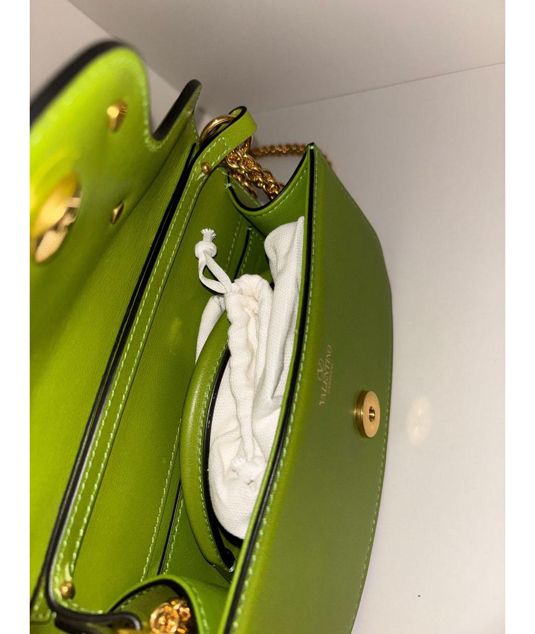 VALENTINO Зеленая кожаная сумка через плечо, фото 2