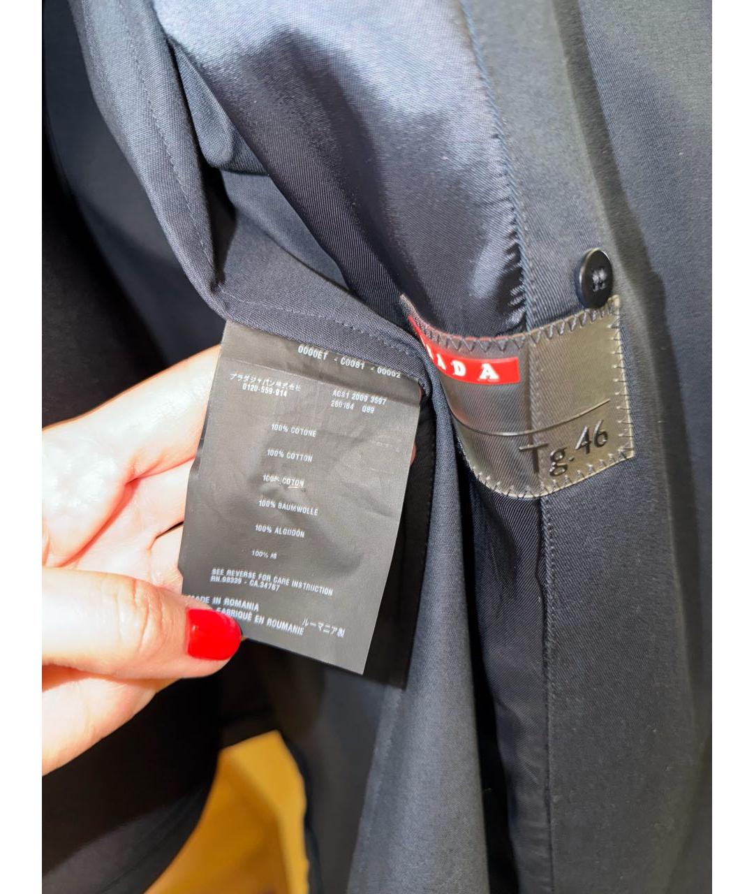 PRADA Темно-синий хлопковый тренч/плащ, фото 4