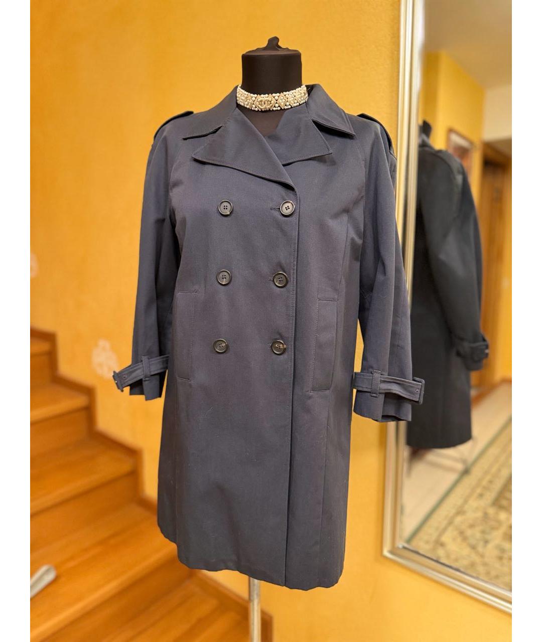 PRADA Темно-синий хлопковый тренч/плащ, фото 9