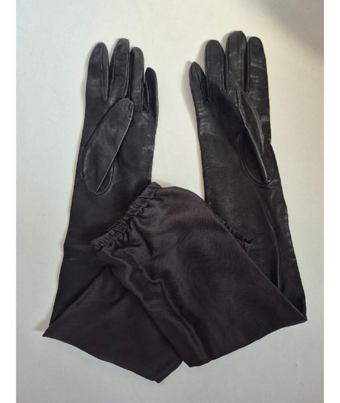 MAISON MARGIELA Черные кожаные перчатки, фото 4