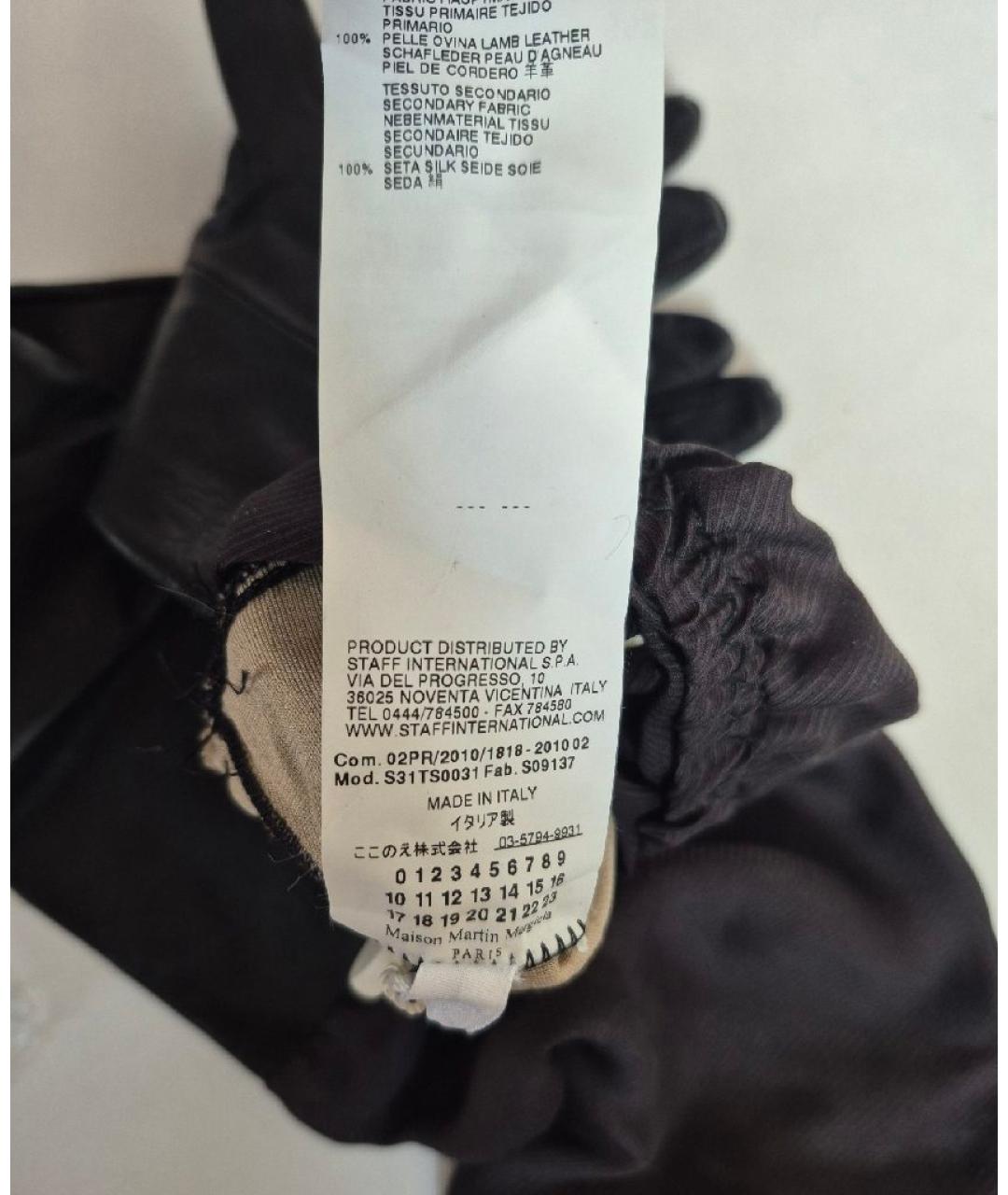 MAISON MARGIELA Черные кожаные перчатки, фото 8
