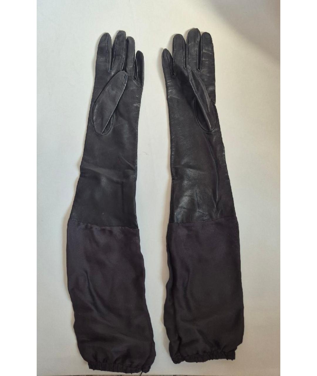 MAISON MARGIELA Черные кожаные перчатки, фото 10