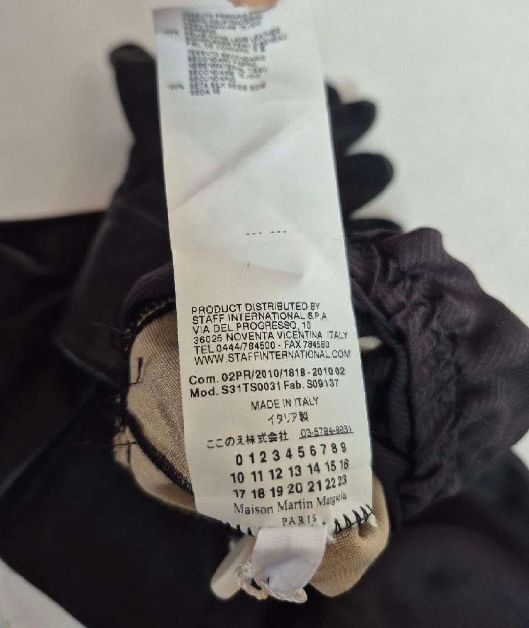 MAISON MARGIELA Черные кожаные перчатки, фото 6