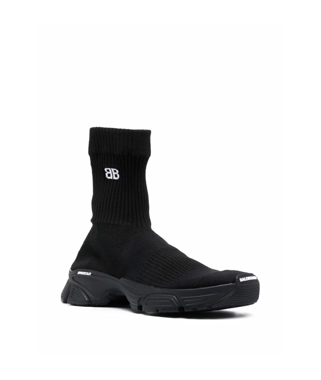 BALENCIAGA Черные текстильные высокие кроссовки / кеды, фото 2