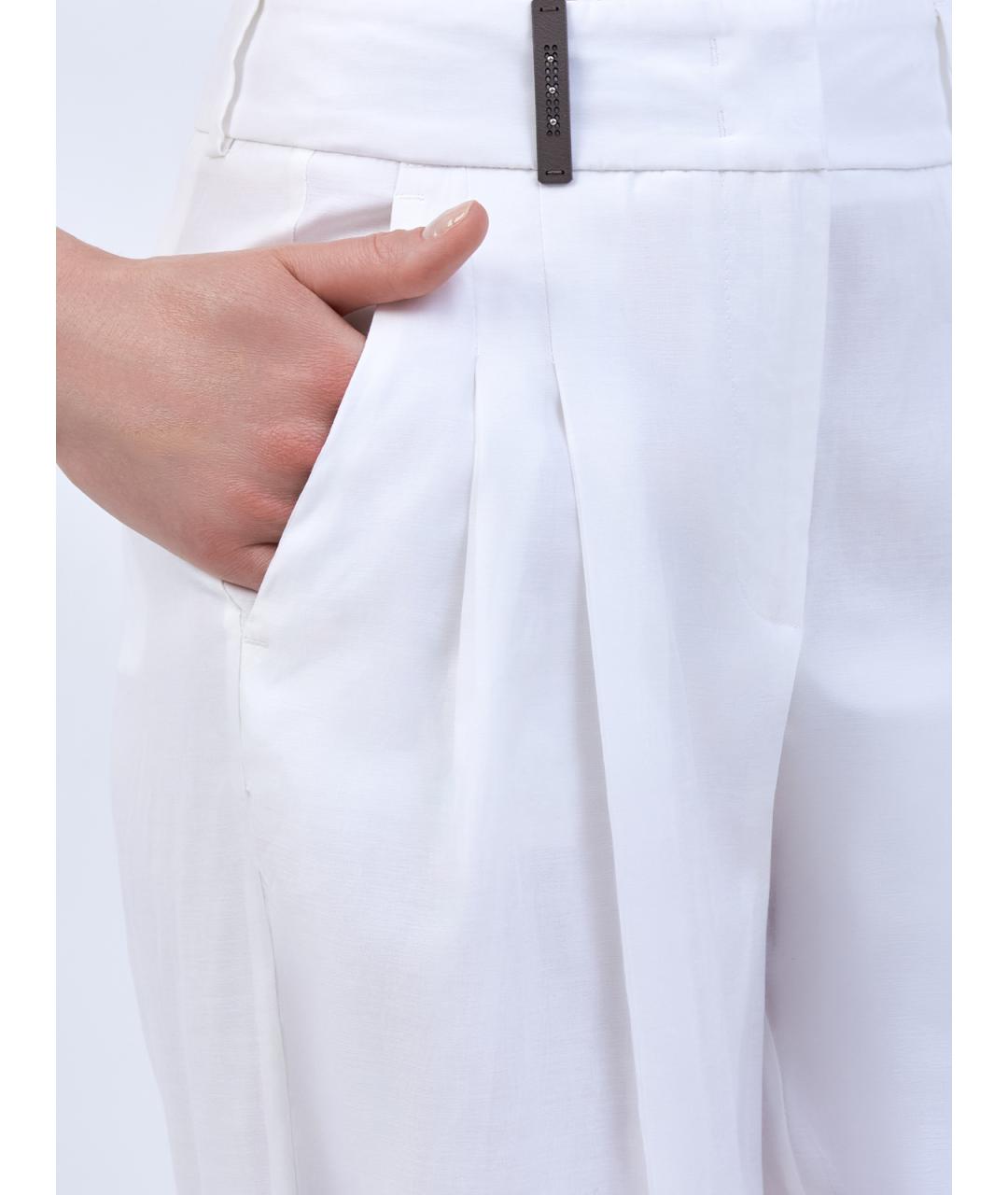 PESERICO Белые хлопковые прямые брюки, фото 5