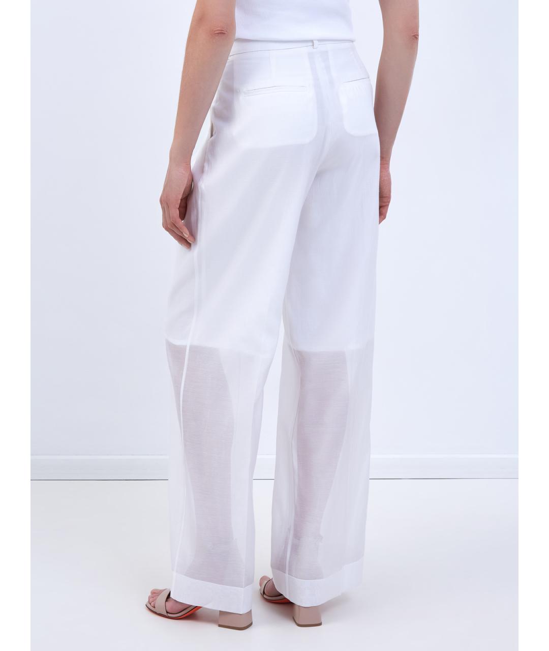 PESERICO Белые хлопковые прямые брюки, фото 4