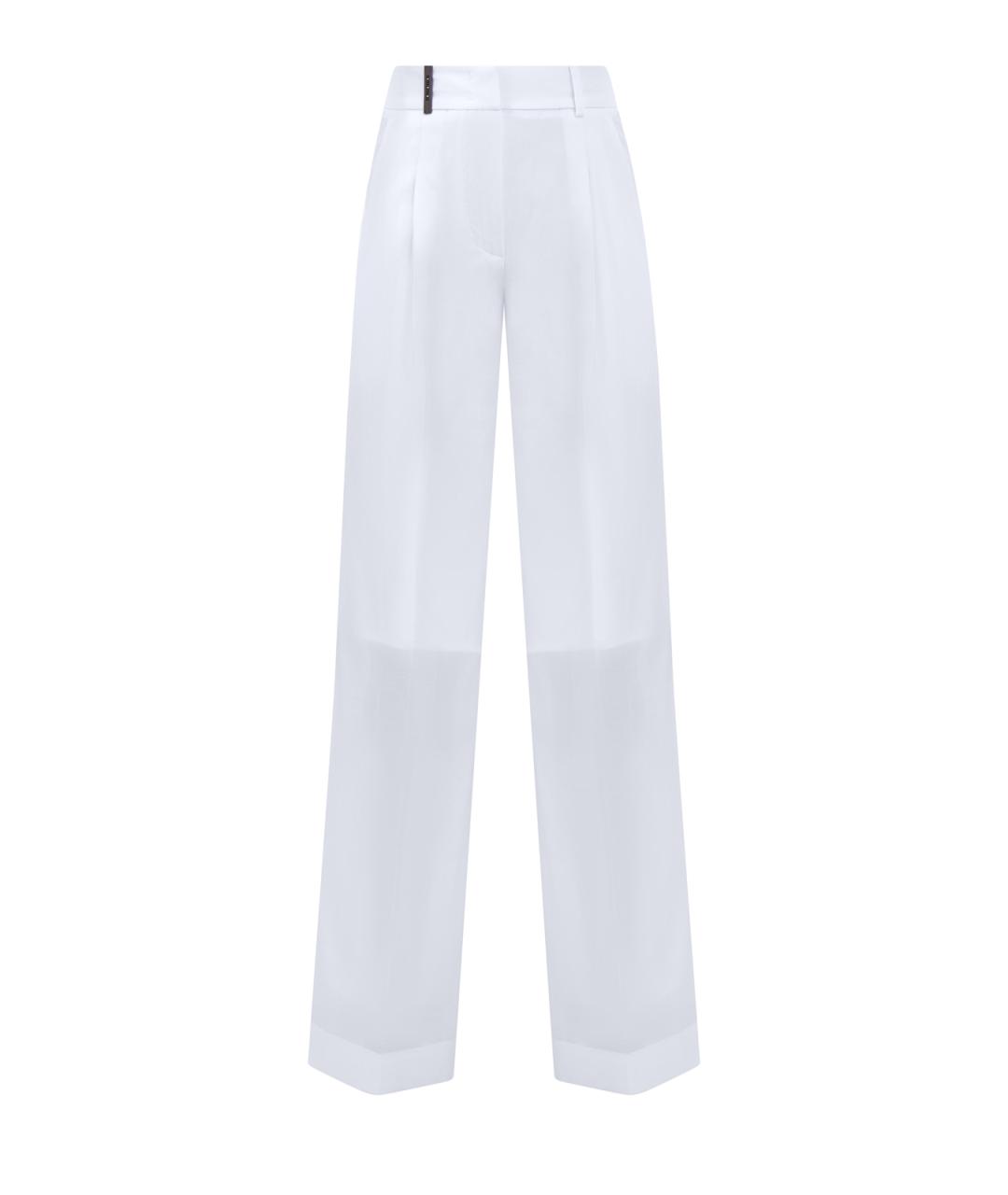PESERICO Белые хлопковые прямые брюки, фото 1