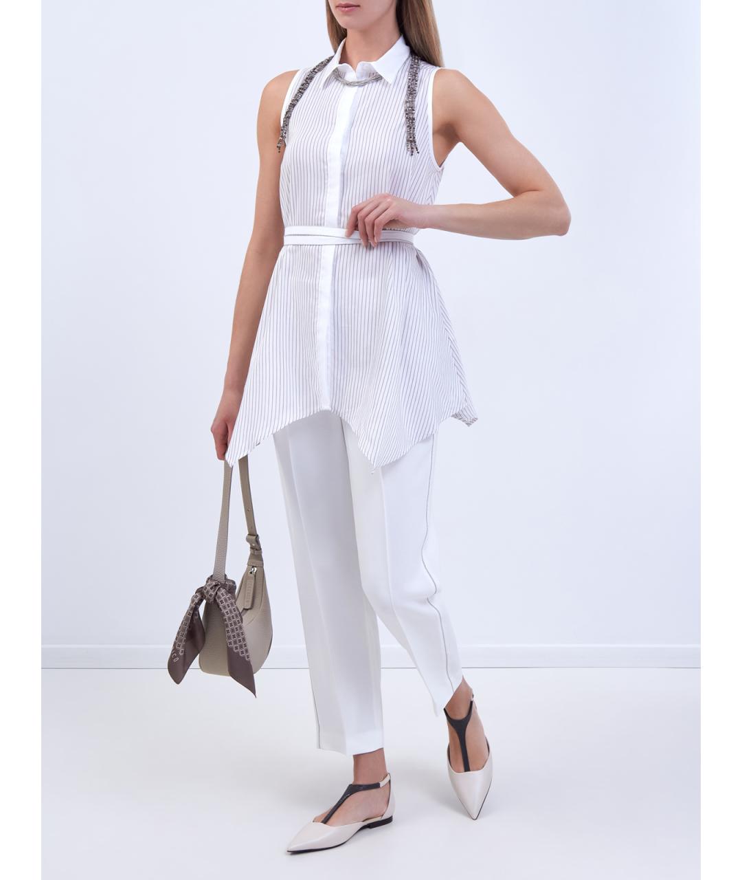 PESERICO Белая хлопковая блузы, фото 2