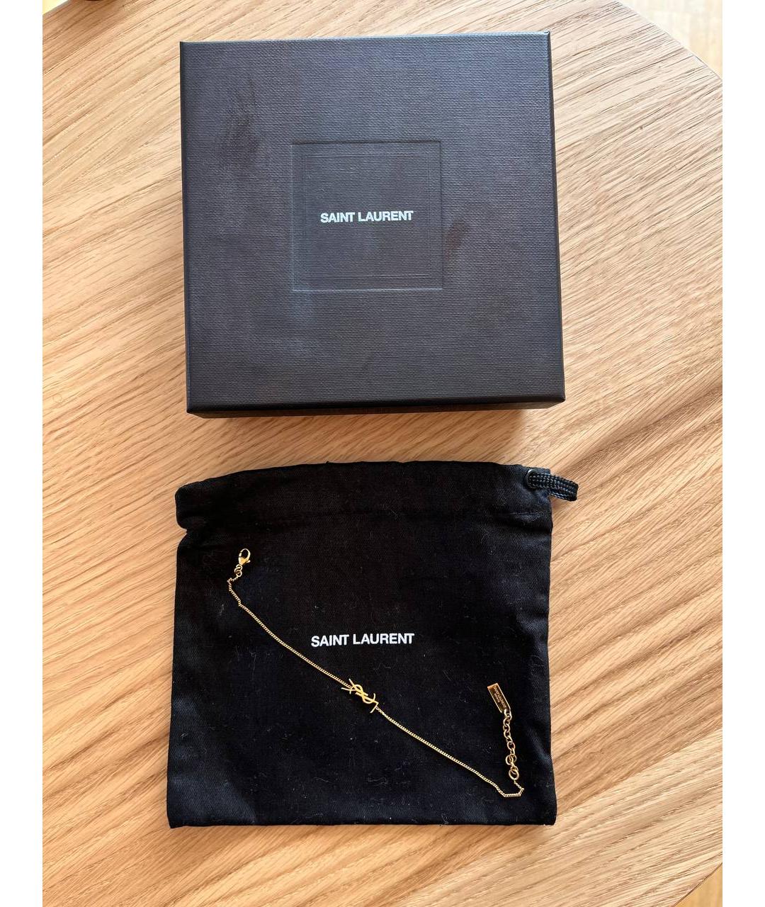 SAINT LAURENT Золотой латунный браслет, фото 3