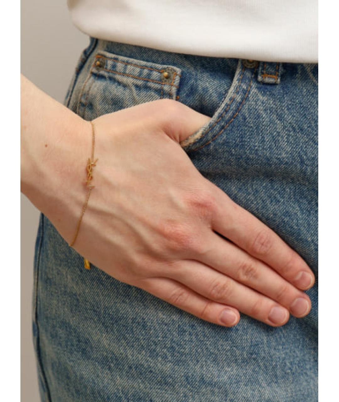 SAINT LAURENT Золотой латунный браслет, фото 8