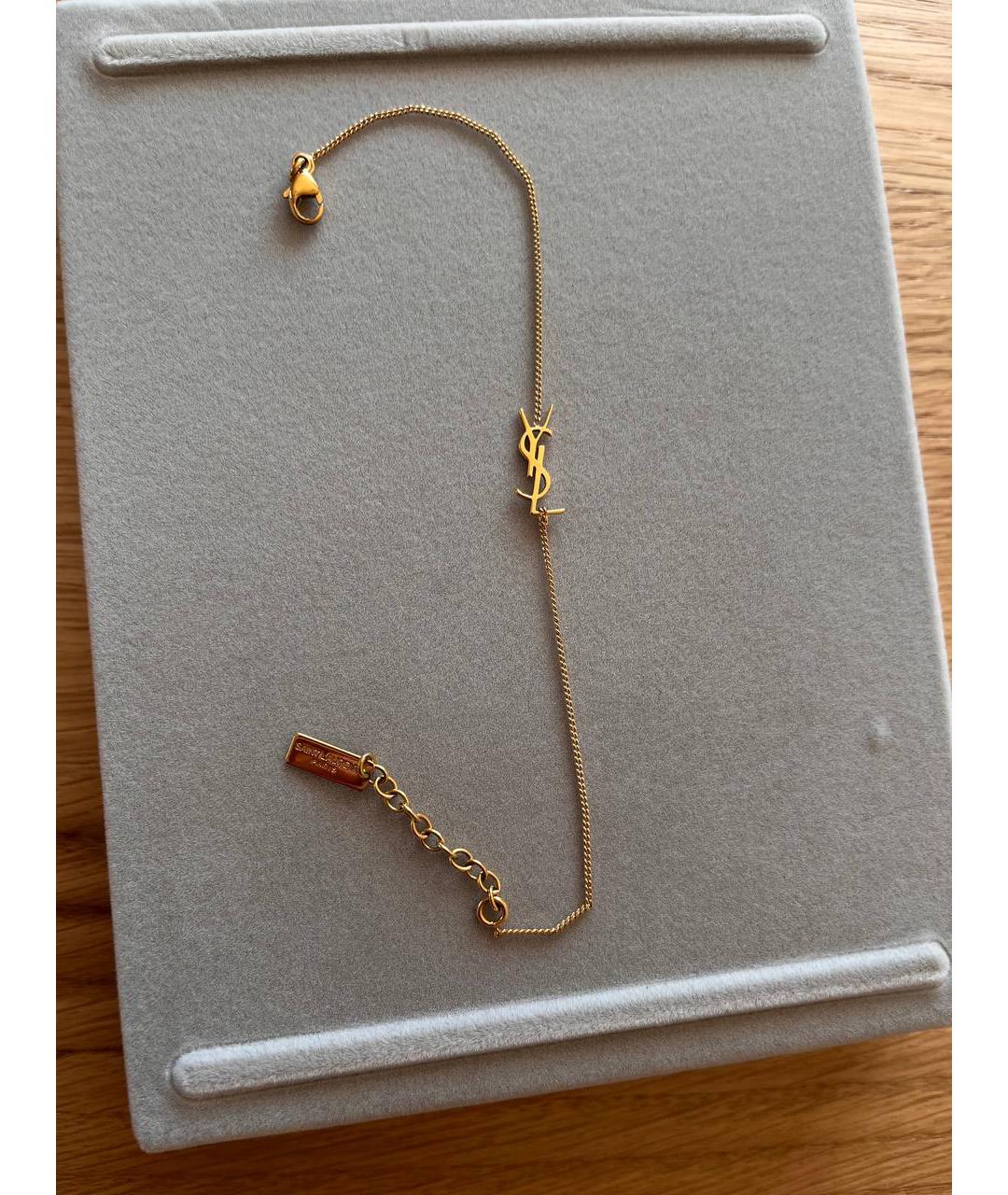 SAINT LAURENT Золотой латунный браслет, фото 9