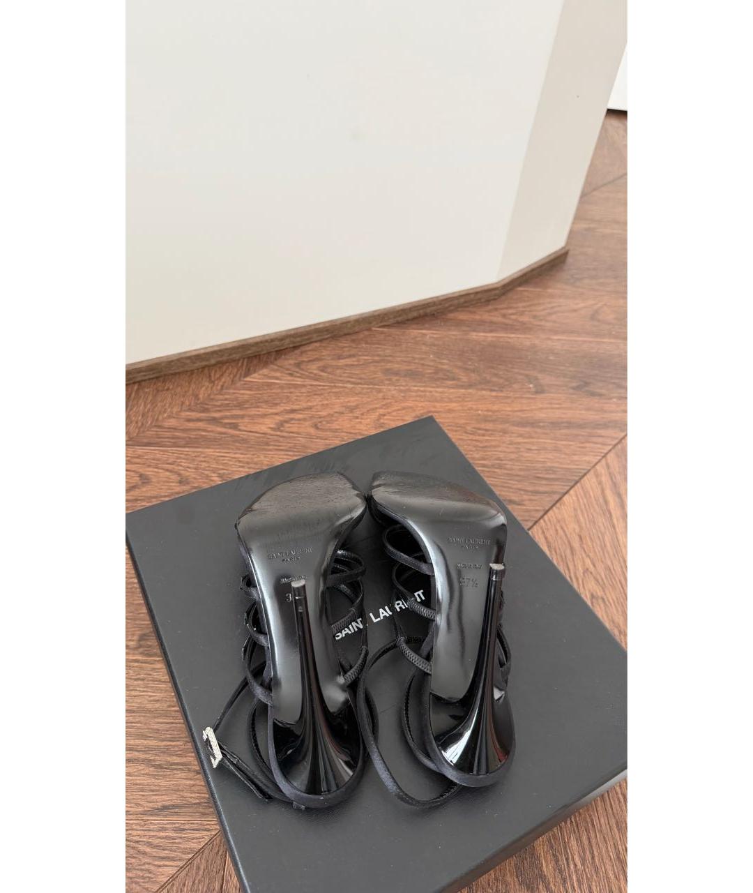 SAINT LAURENT Черные текстильные босоножки, фото 5