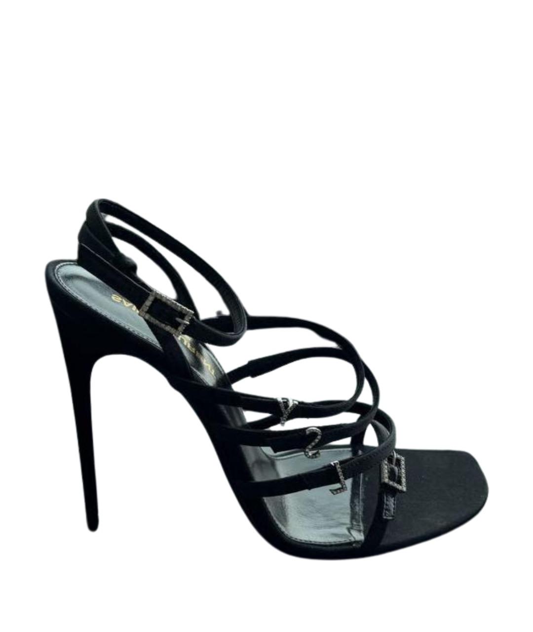 SAINT LAURENT Черные текстильные босоножки, фото 1