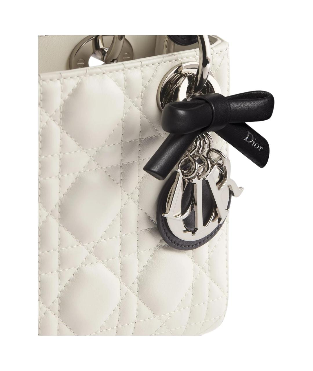 CHRISTIAN DIOR Белая кожаная сумка через плечо, фото 5