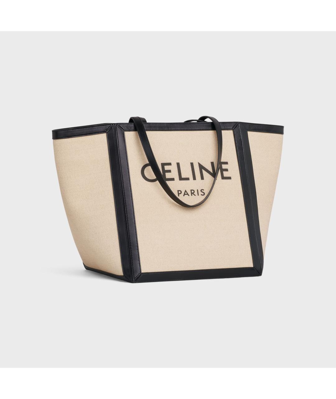 CELINE Бежевая тканевая сумка тоут, фото 2