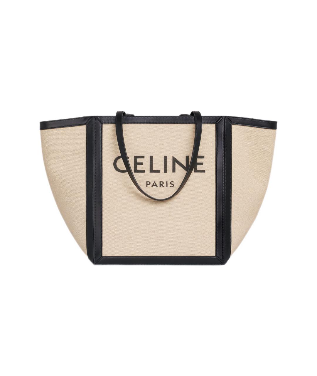 CELINE Бежевая тканевая сумка тоут, фото 1