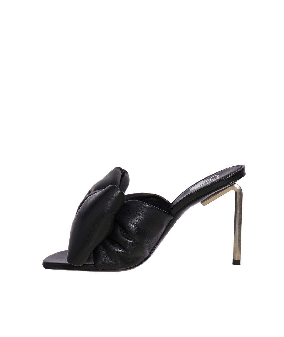 OFF-WHITE Черные кожаные мюли, фото 4