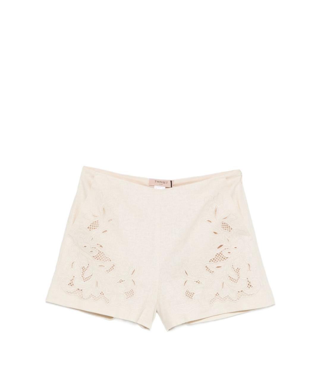 TWIN-SET Бежевые льняные шорты, фото 1