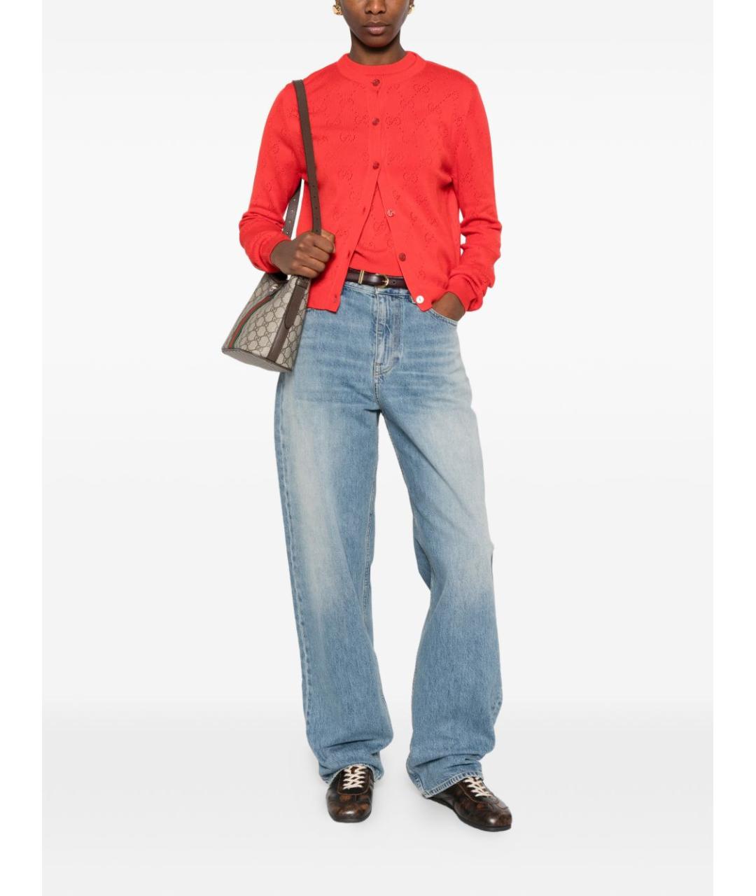 GUCCI Красный хлопковый кардиган, фото 2