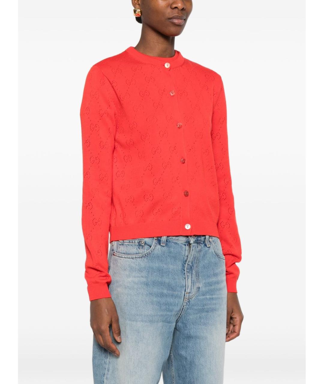 GUCCI Красный хлопковый кардиган, фото 4