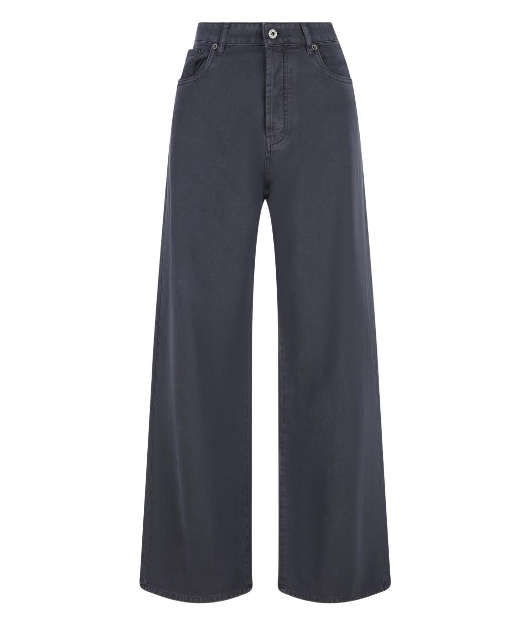 MIU MIU Темно-синие хлопковые прямые брюки, фото 1