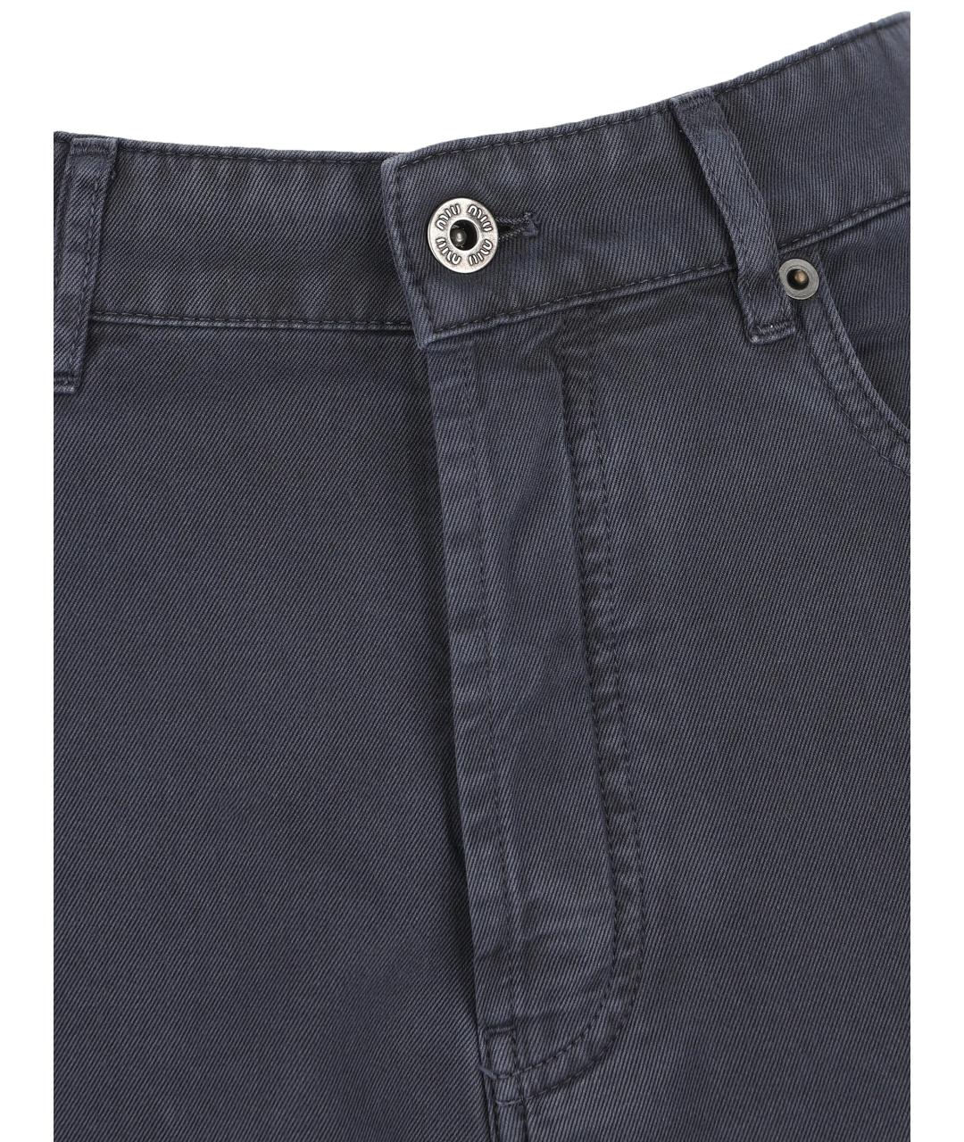 MIU MIU Темно-синие хлопковые прямые брюки, фото 3
