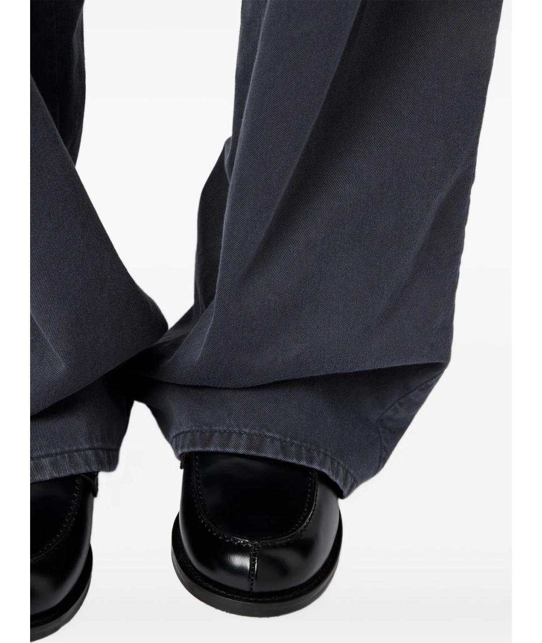 MIU MIU Темно-синие хлопковые прямые брюки, фото 4