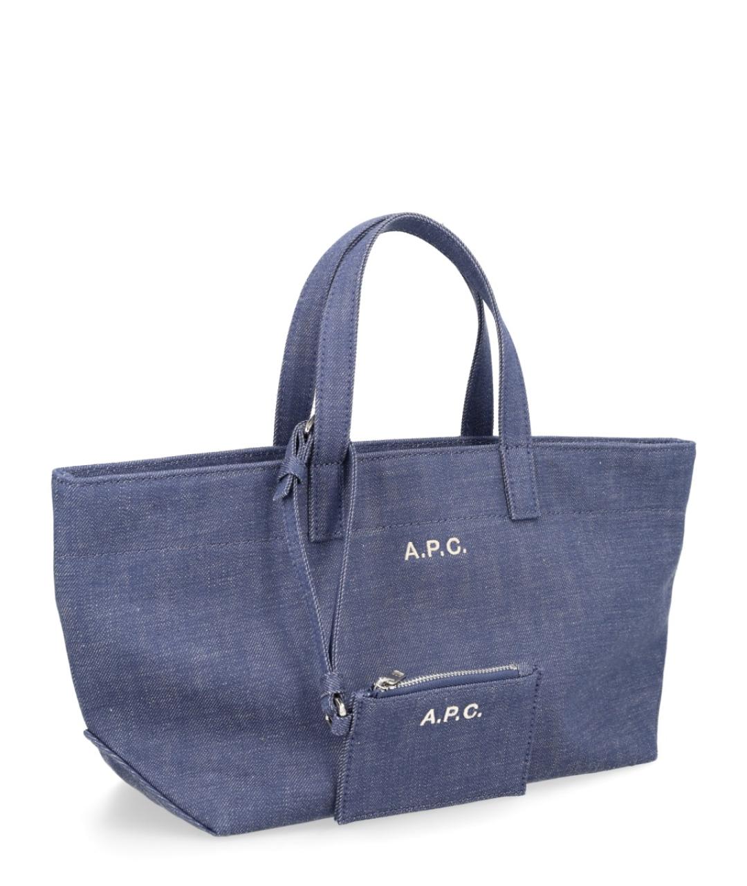 A.P.C. Синяя хлопковая сумка с короткими ручками, фото 3