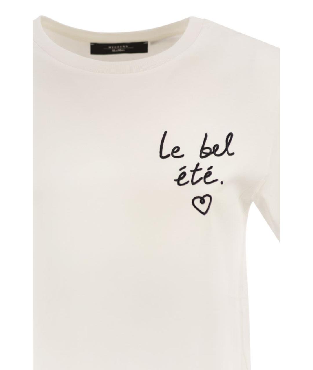 WEEKEND MAX MARA Белая хлопковая футболка, фото 4