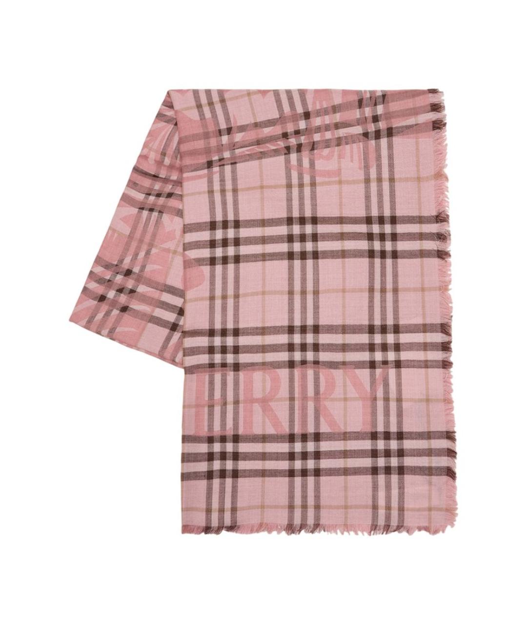 BURBERRY Розовый шерстяной шарф, фото 2