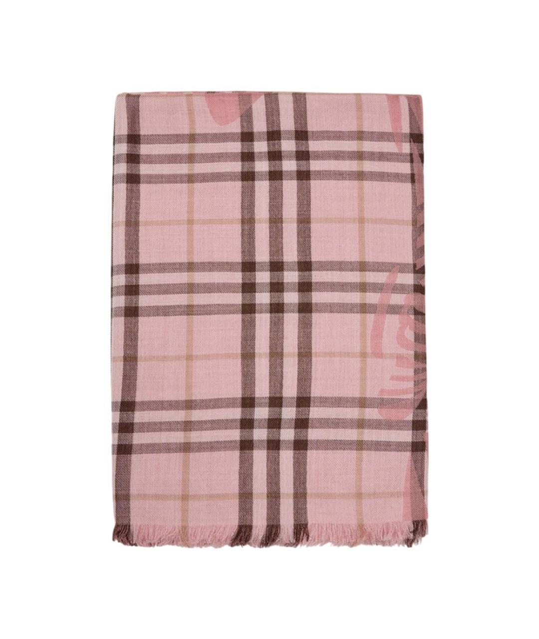 BURBERRY Розовый шерстяной шарф, фото 1