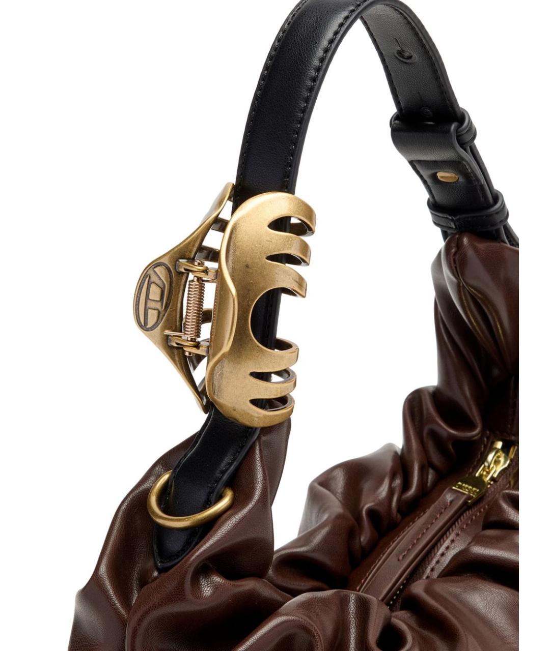 DIESEL Коричневая синтетическая сумка через плечо, фото 4