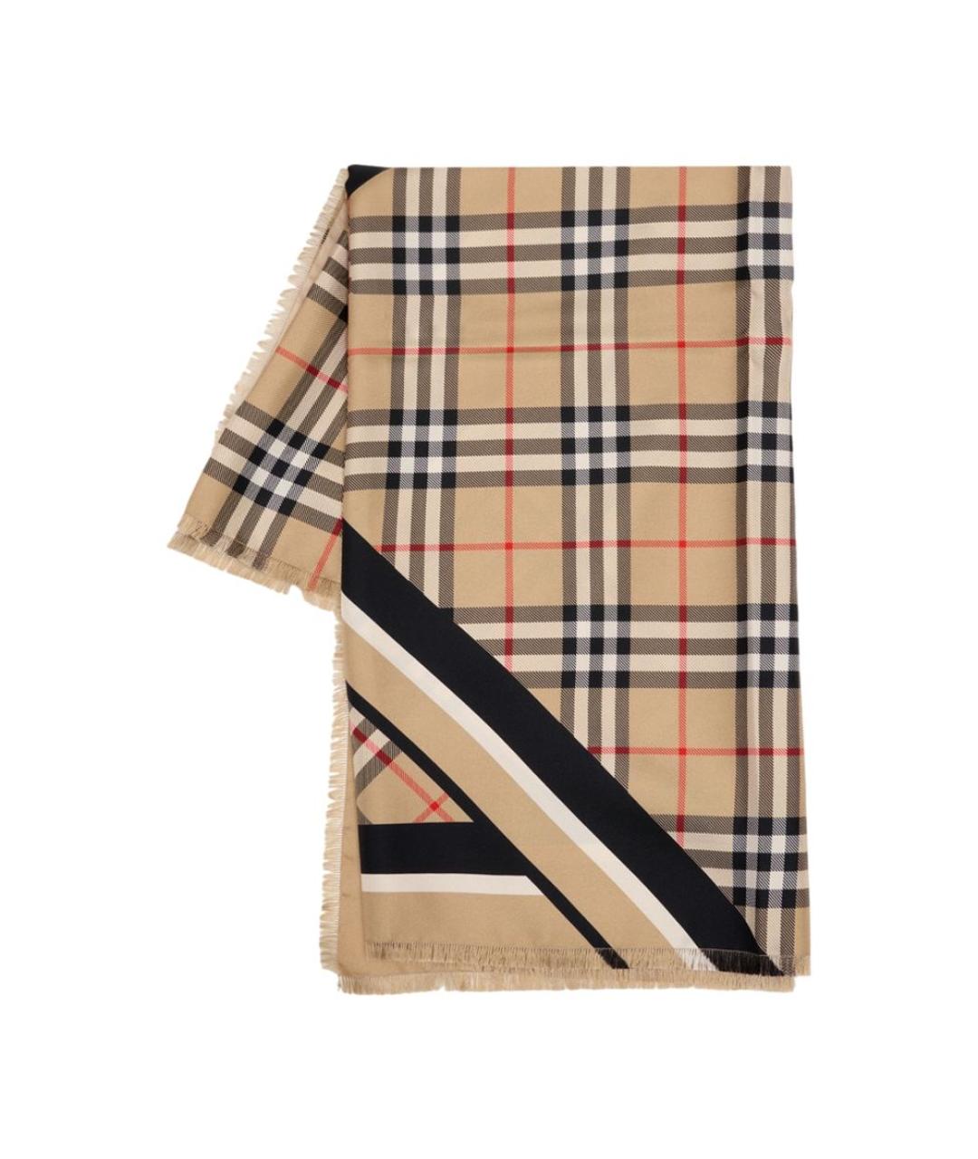 BURBERRY Бежевый шелковый шарф, фото 2
