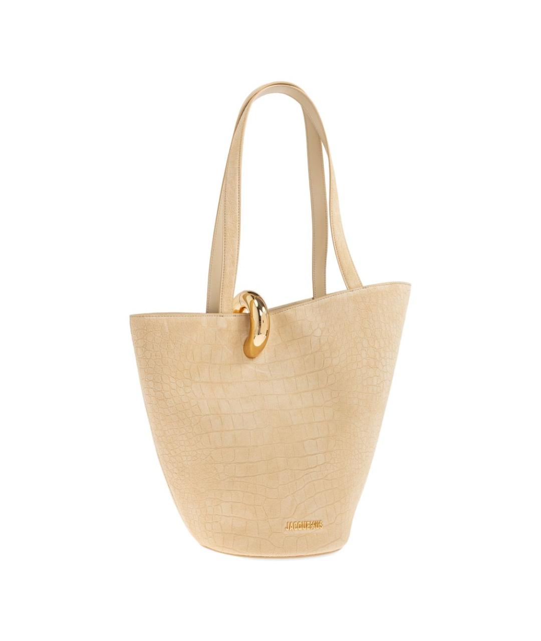 JACQUEMUS Бежевая кожаная сумка тоут, фото 4