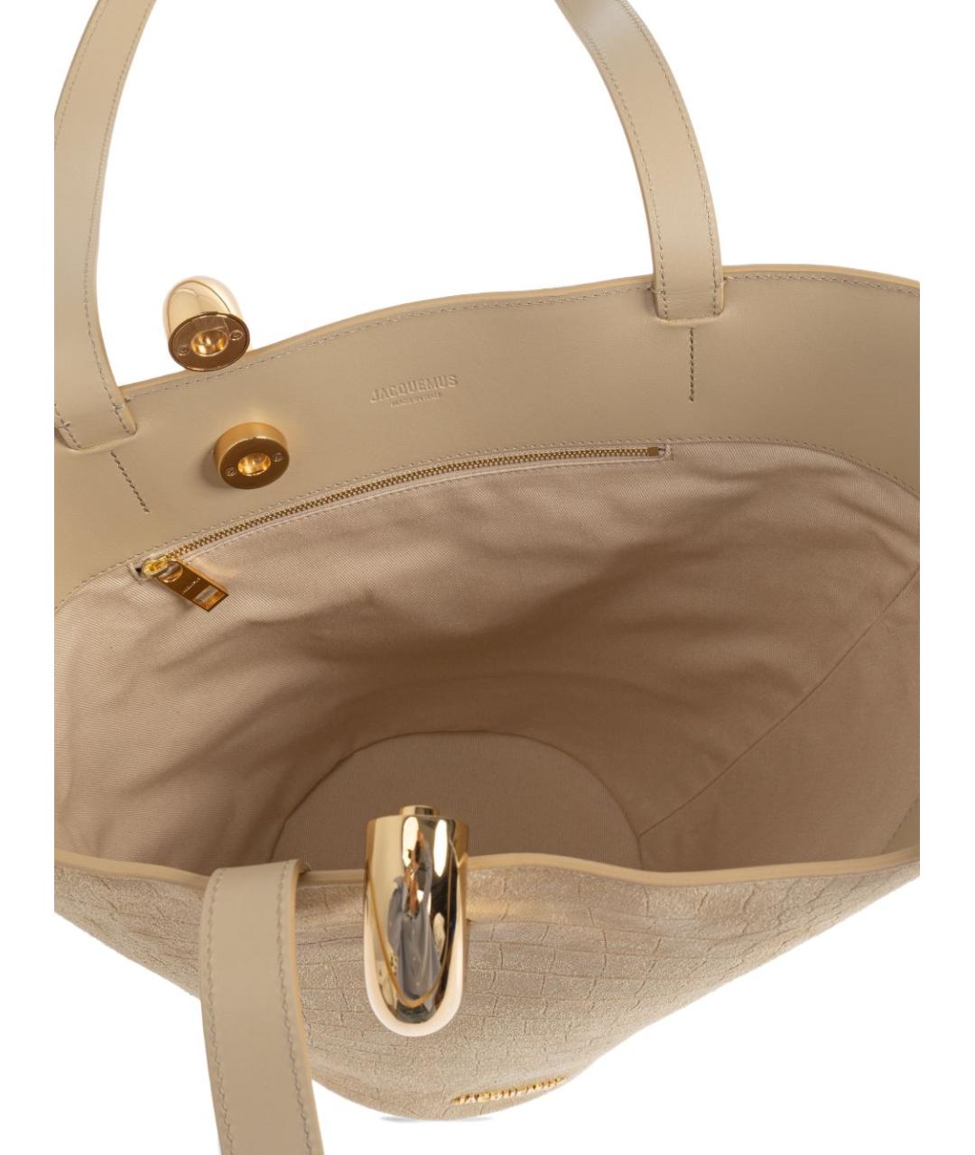 JACQUEMUS Бежевая кожаная сумка тоут, фото 2