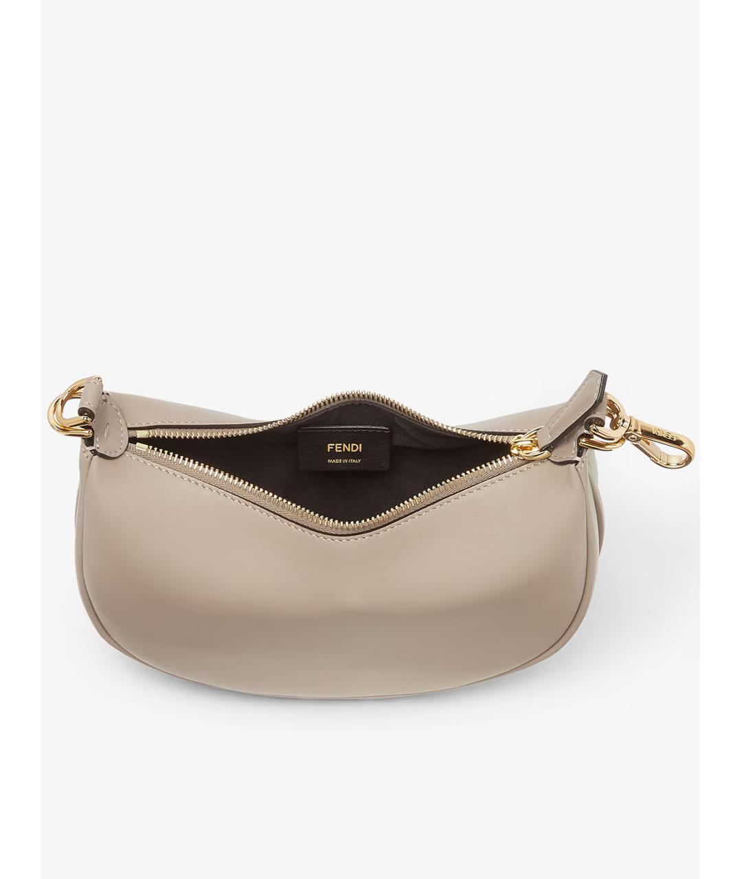 FENDI Бежевая кожаная сумка через плечо, фото 3