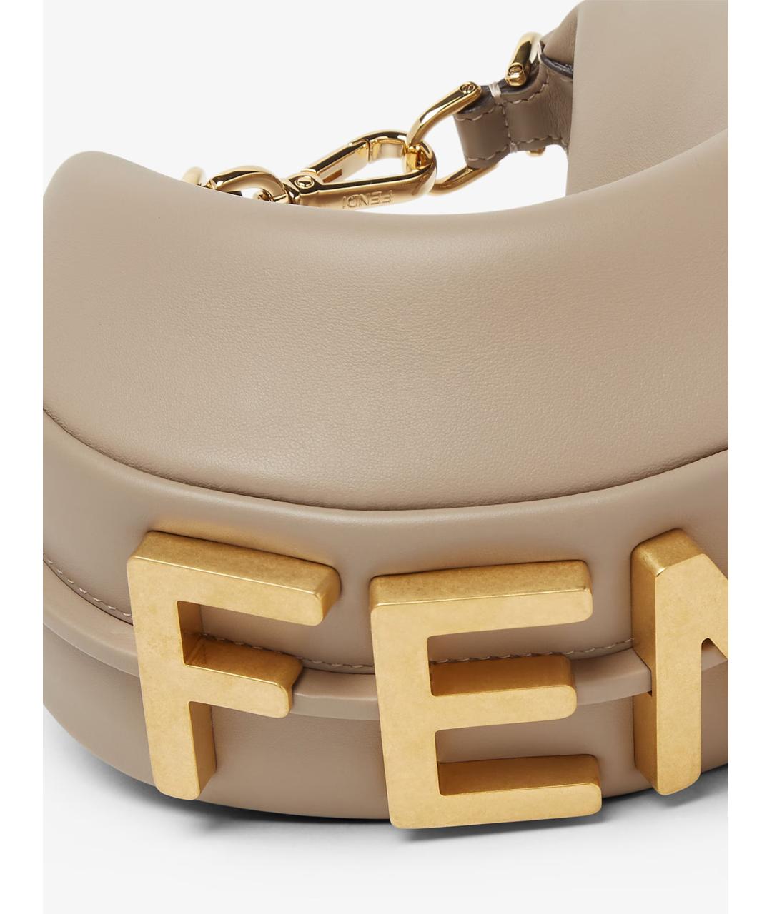 FENDI Бежевая кожаная сумка через плечо, фото 4