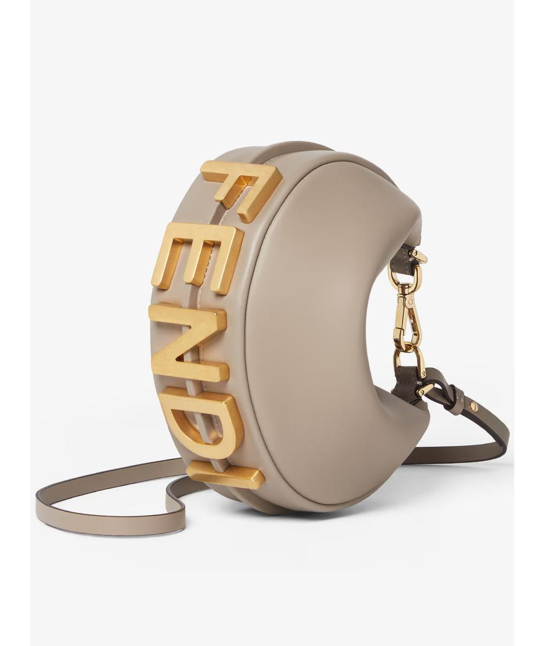 FENDI Бежевая кожаная сумка через плечо, фото 2