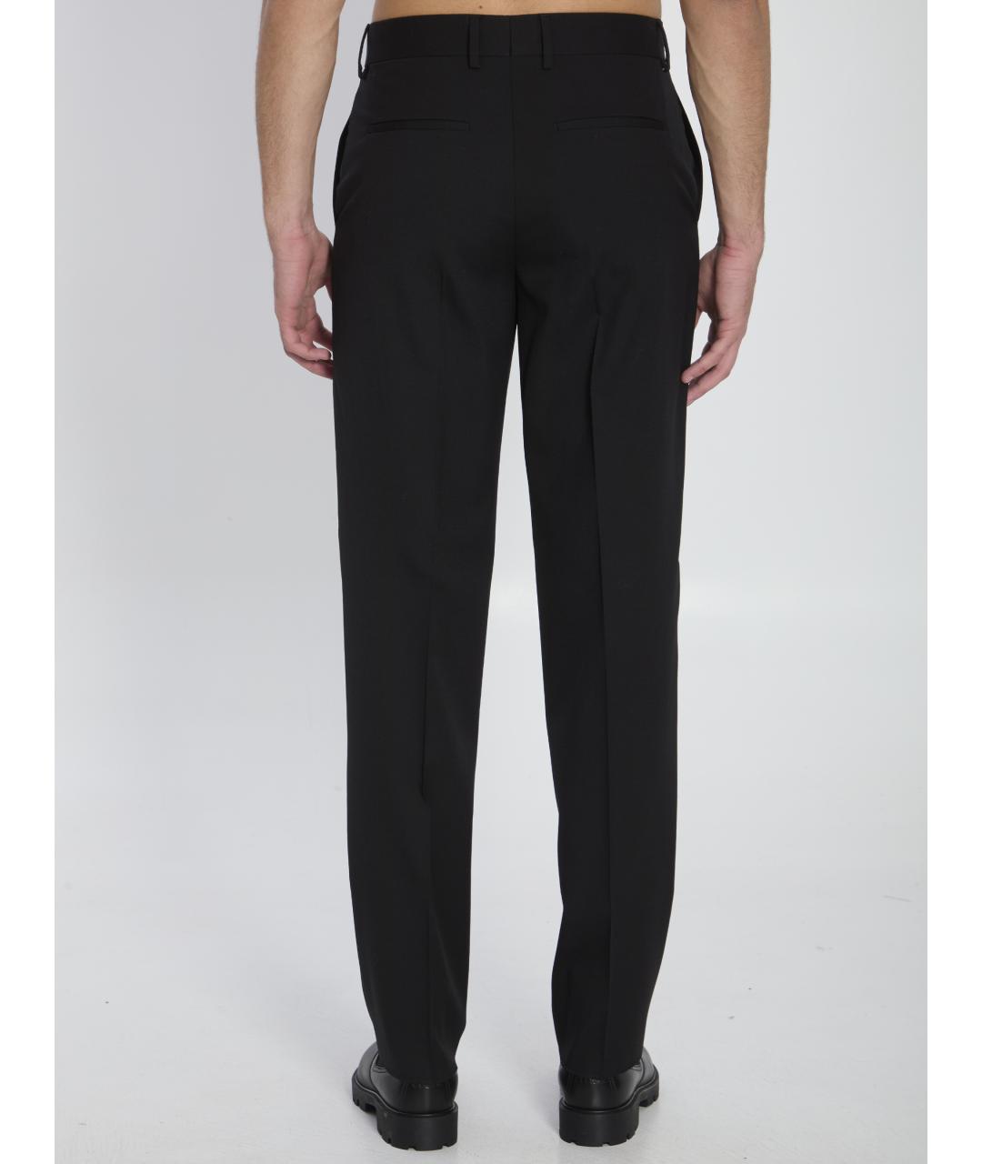 FENDI Черные шерстяные повседневные брюки, фото 4