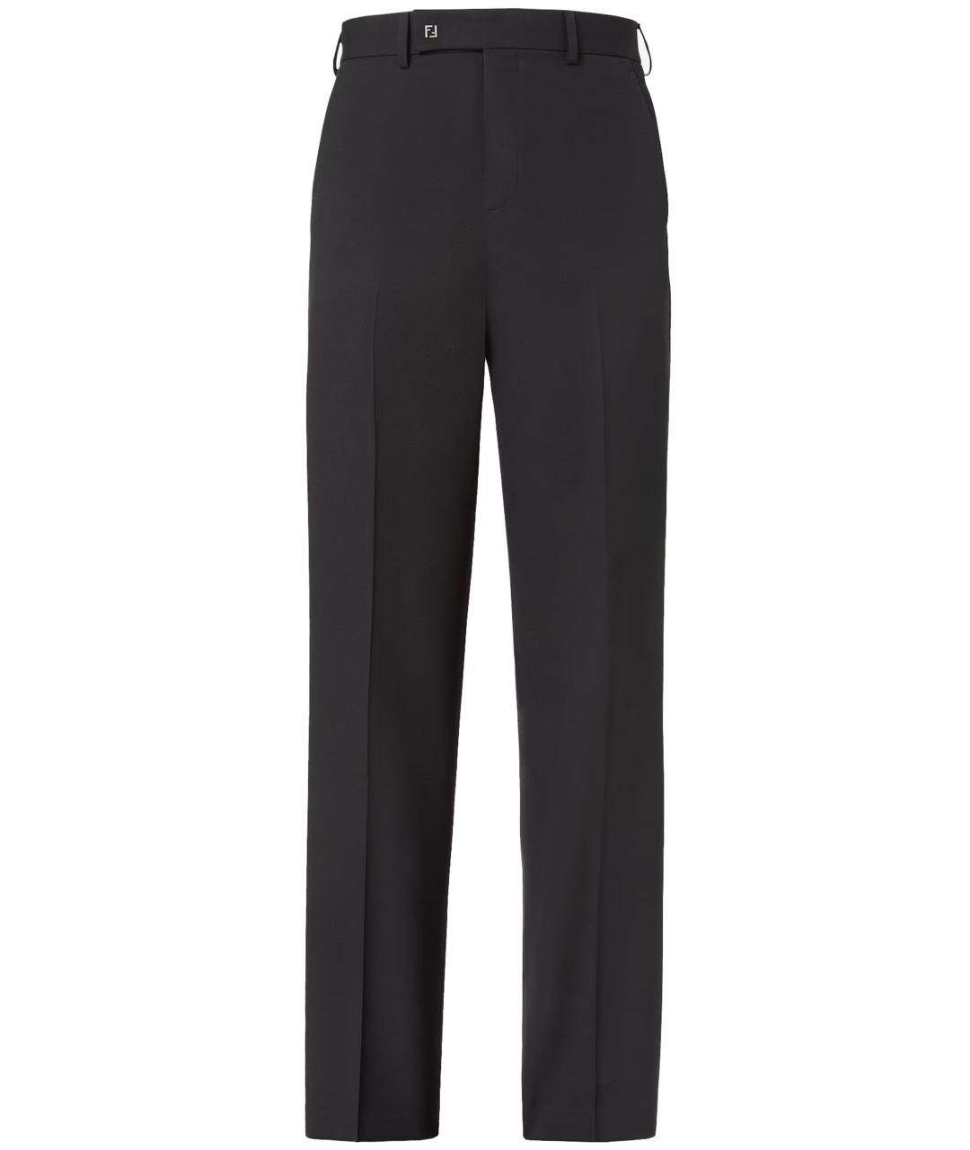 FENDI Черные шерстяные повседневные брюки, фото 1