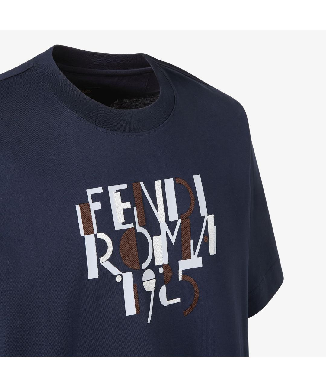 FENDI Синяя хлопковая футболка, фото 3