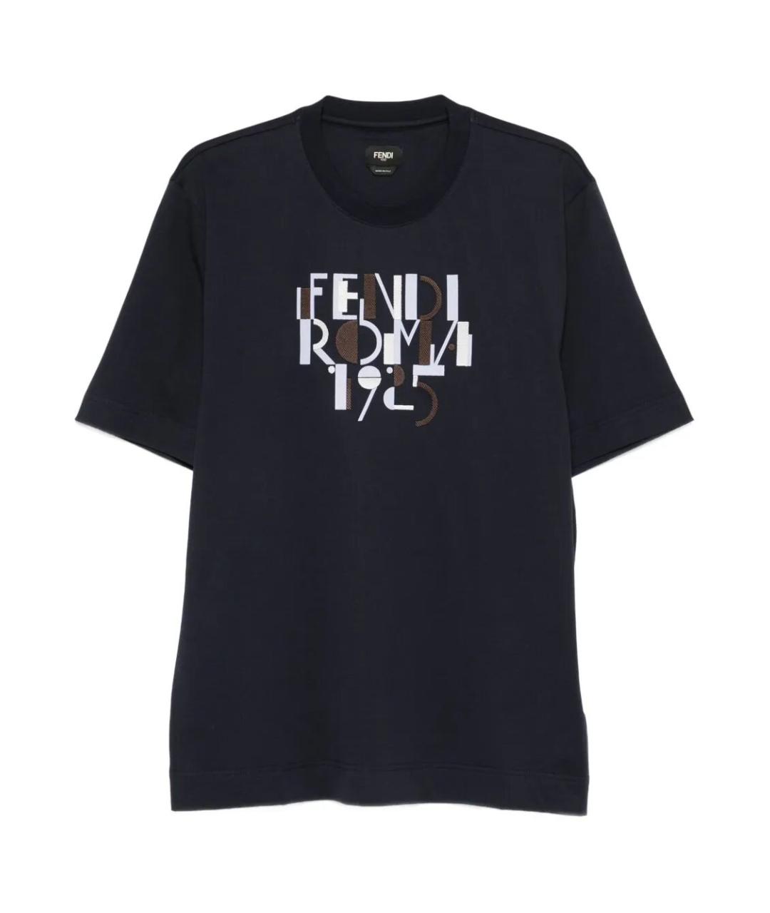 FENDI Синяя хлопковая футболка, фото 1