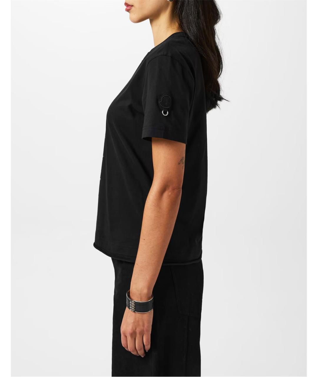 MONCLER Черная хлопковая футболка, фото 4