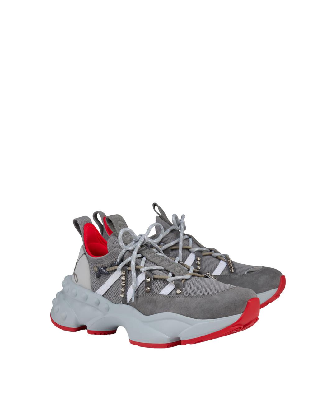 CHRISTIAN LOUBOUTIN Серые кожаные низкие кроссовки / кеды, фото 2