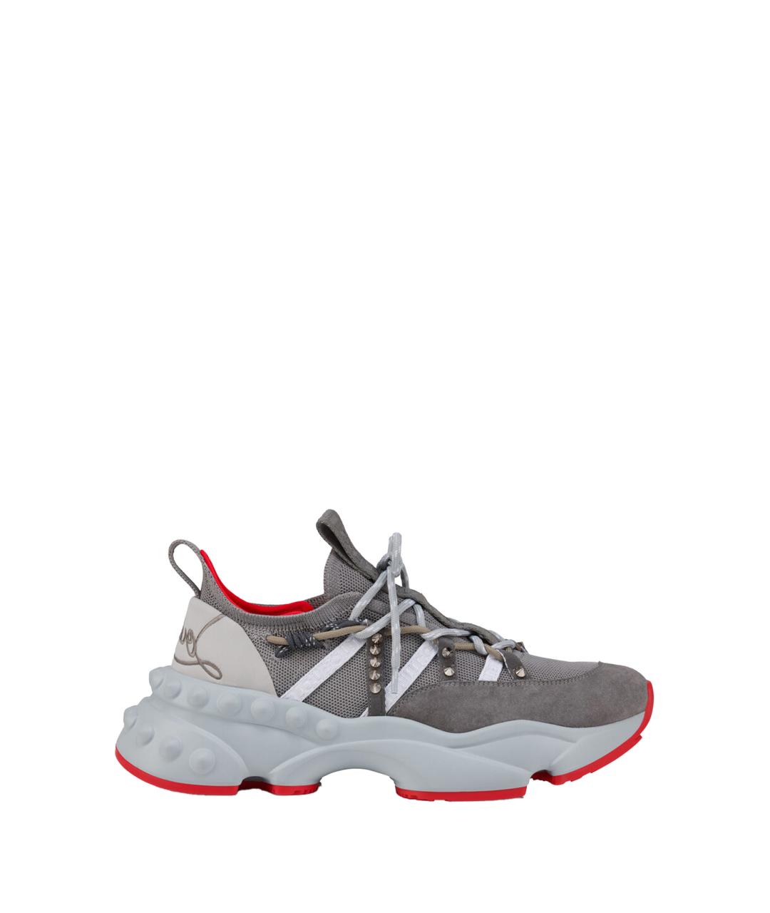 CHRISTIAN LOUBOUTIN Серые кожаные низкие кроссовки / кеды, фото 1