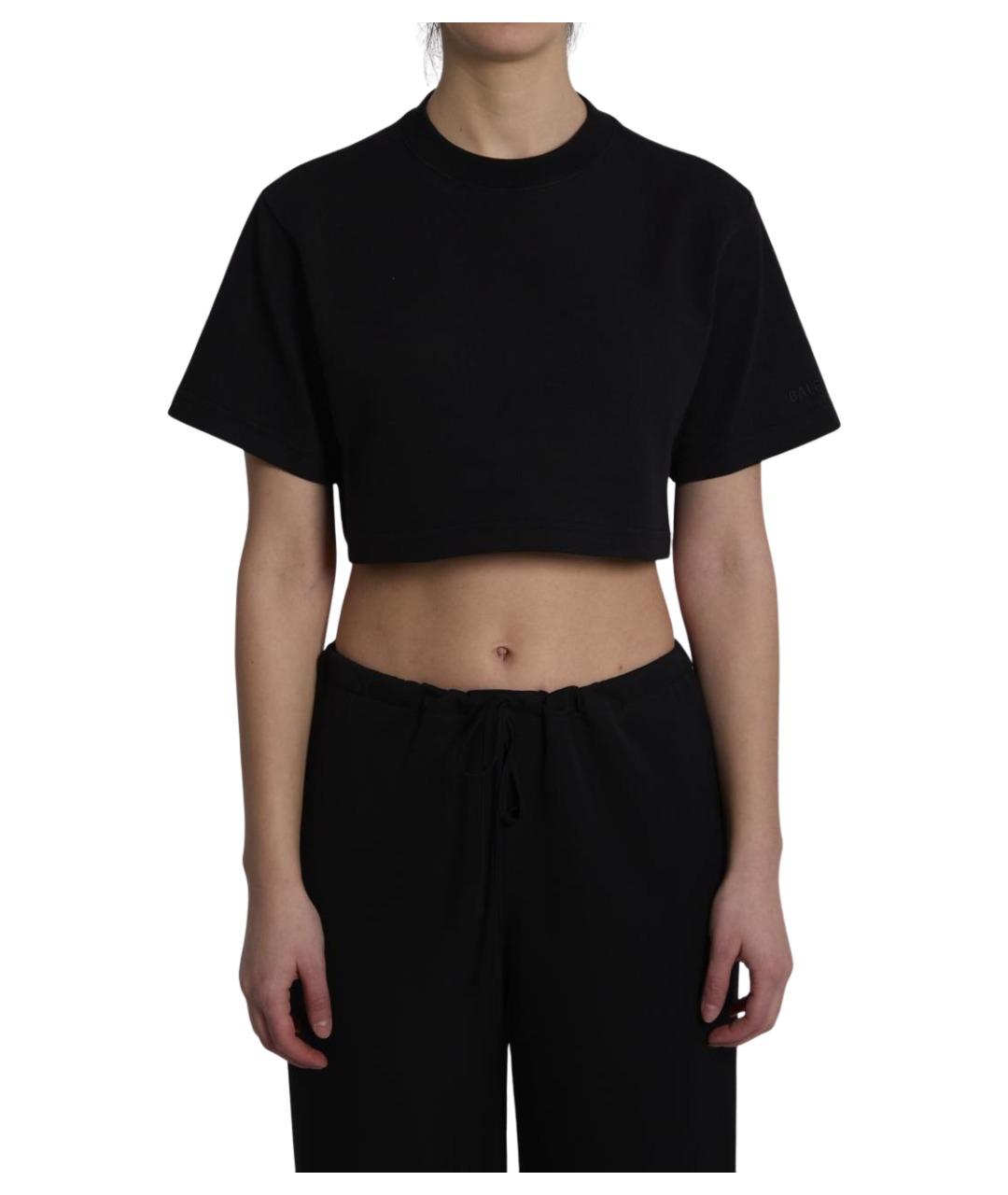 BALENCIAGA Черная хлопковая футболка, фото 1