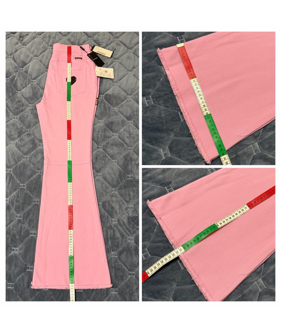 DOLCE&GABBANA Розовые хлопковые джинсы клеш, фото 8