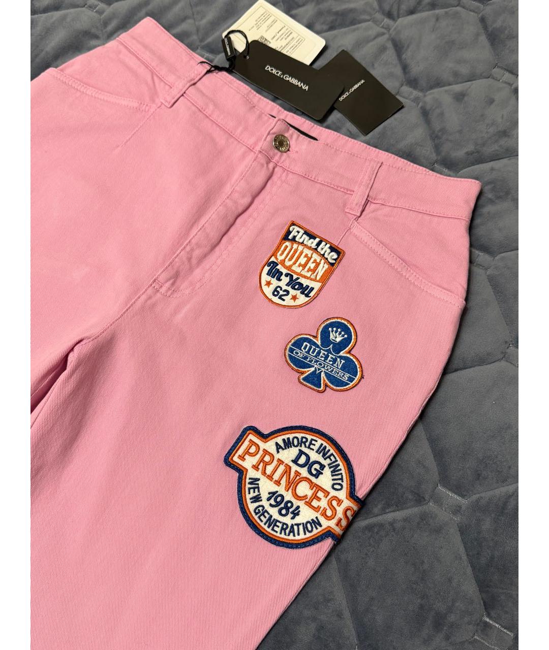 DOLCE&GABBANA Розовые хлопковые джинсы клеш, фото 6