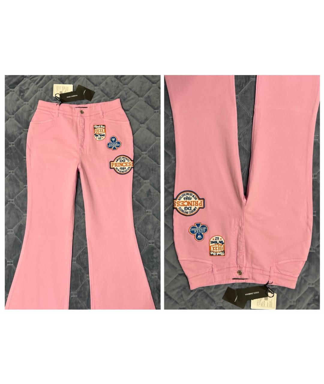DOLCE&GABBANA Розовые хлопковые джинсы клеш, фото 4